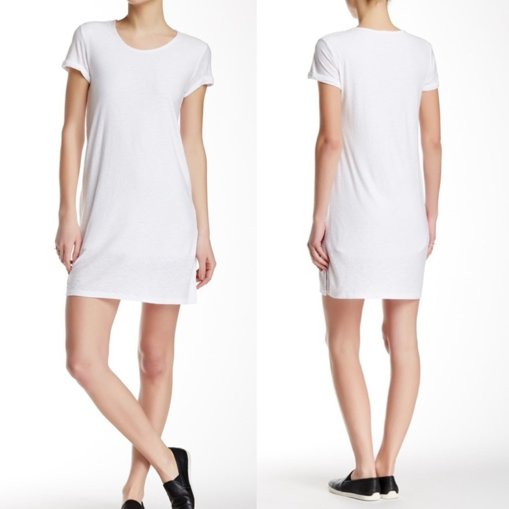 James Perse Rolled Sleeve White T-shirt Dress‎